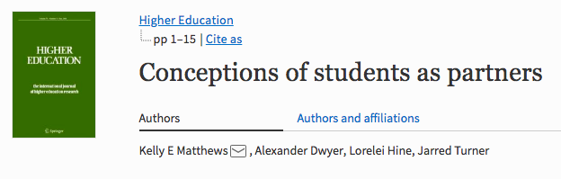 Screenshot of "Conceptions of students as partners"