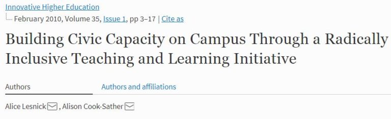 Building Civic Capacity on campus through a radically inclusive teaching and learning initiative article screenshot