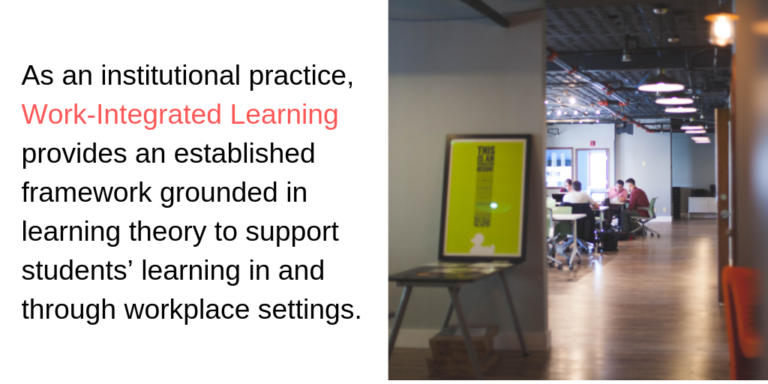 As an institutional practice, WIL provides an established framework grounded in learning theory to support students’ learning in and through workplace settings.