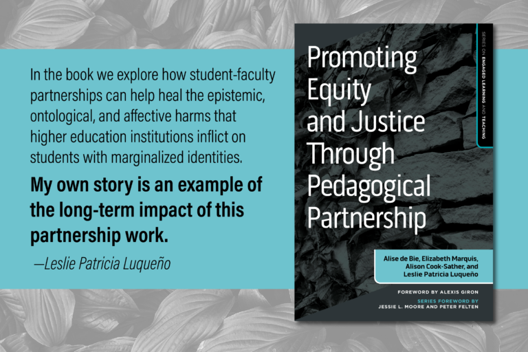 Book cover of Promoting Equity and Justice, with the quote: "My own story is an example of the long-term impact of this partnership work."