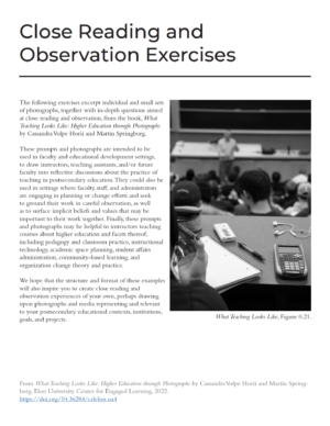 Screenshot of the Close Reading and Observation Exercises document