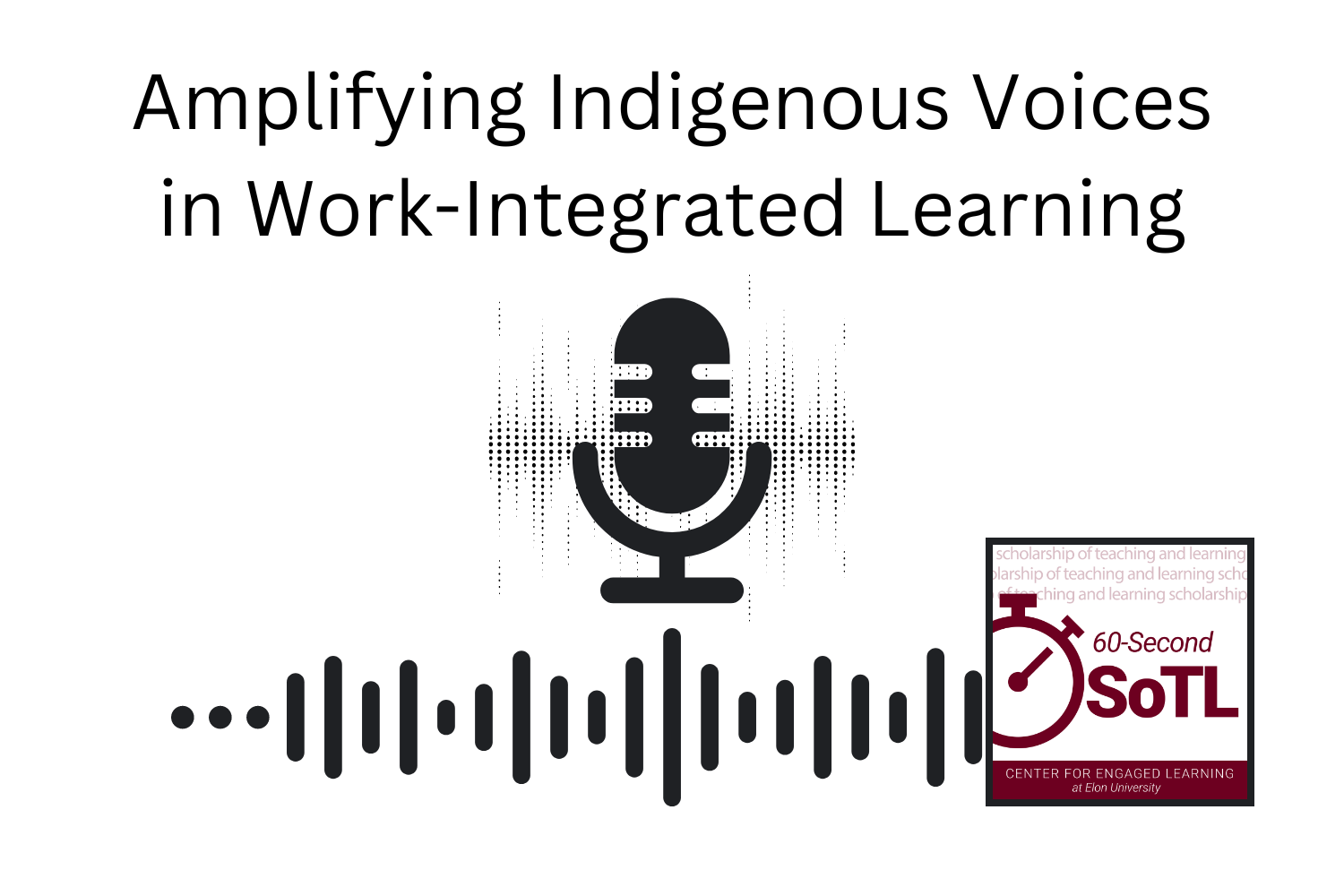 Icon of a microphone above an icon of sound waves, with the phrase "Amplifying Indigenous Voices in Work-Integrated Learning"