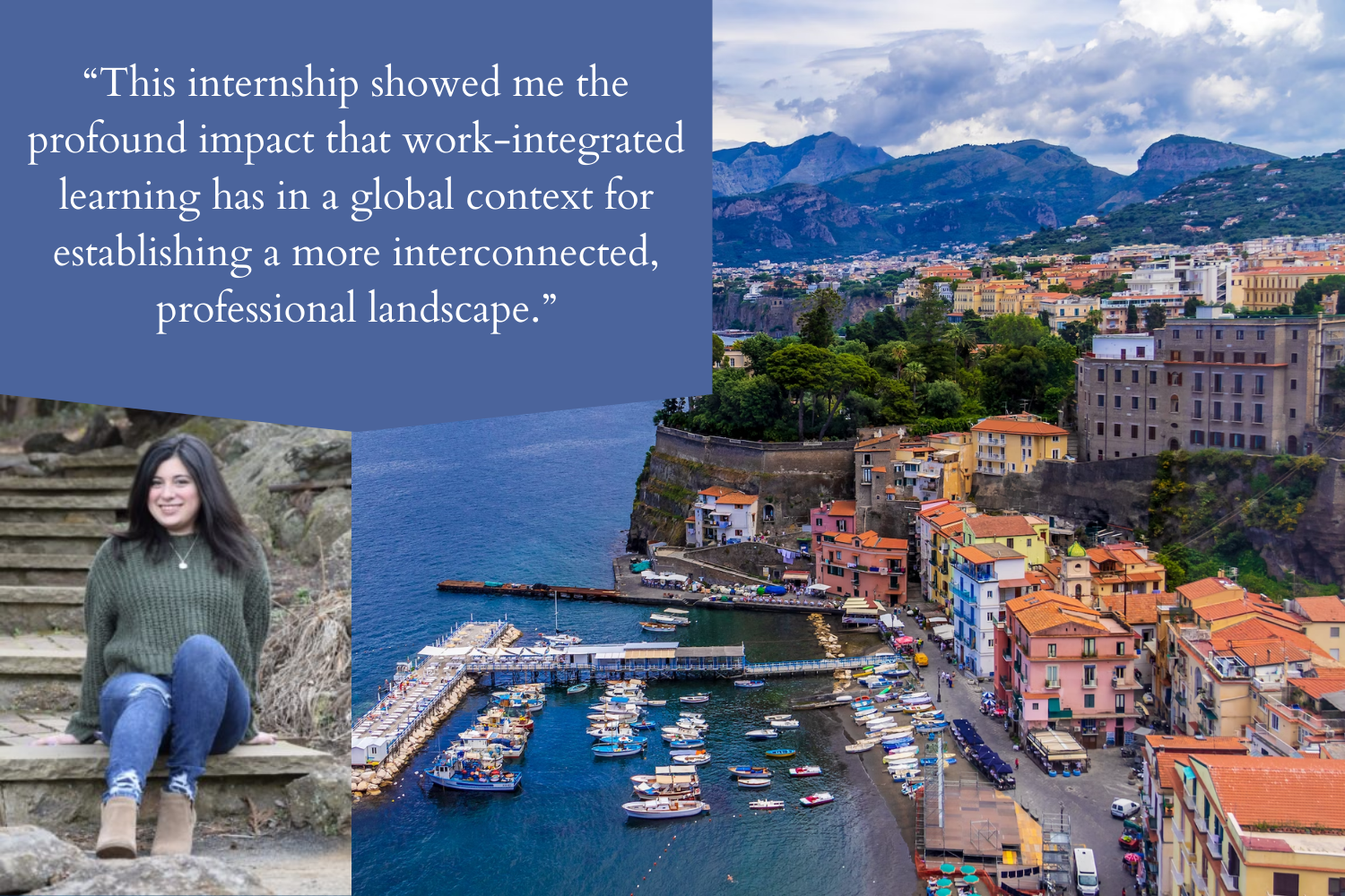Backdrop of Sorrento, Italy with picture of and quote by Gianna Smurro.