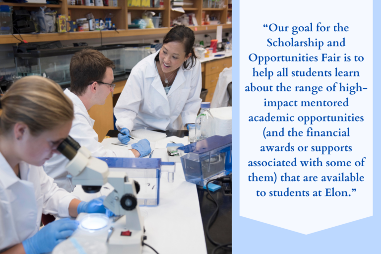 A professor and two students conduct research in a biology lab.