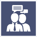 Icon of two people with dialogue bubbles over their heads