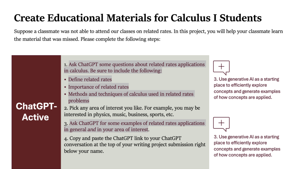 Create Educational Materials for Calculus I Students Suppose a classmate was not able to attend our classes on related rates. In this project, you will help your classmate learn the material that was missed. Please complete the following steps: ChatGPT-Active Ask ChatGPT some questions about related rates applications in calculus. Be sure to include the following: Define related rates Importance of related rates Methods and techniques of calculus used in related rates problems Pick any area of interest you like. For example, you may be interested in physics, music, business, sports, etc. Ask ChatGPT for some examples of related rates applications in general and in your area of interest. Copy and paste the ChatGPT link to your ChatGPT conversation at the top of your writing project submission right below your name.