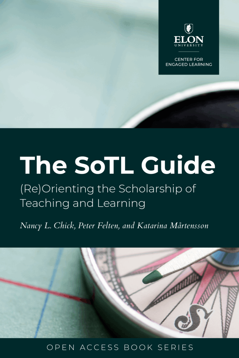 The SoTL Guide book cover with white text and compass in background
