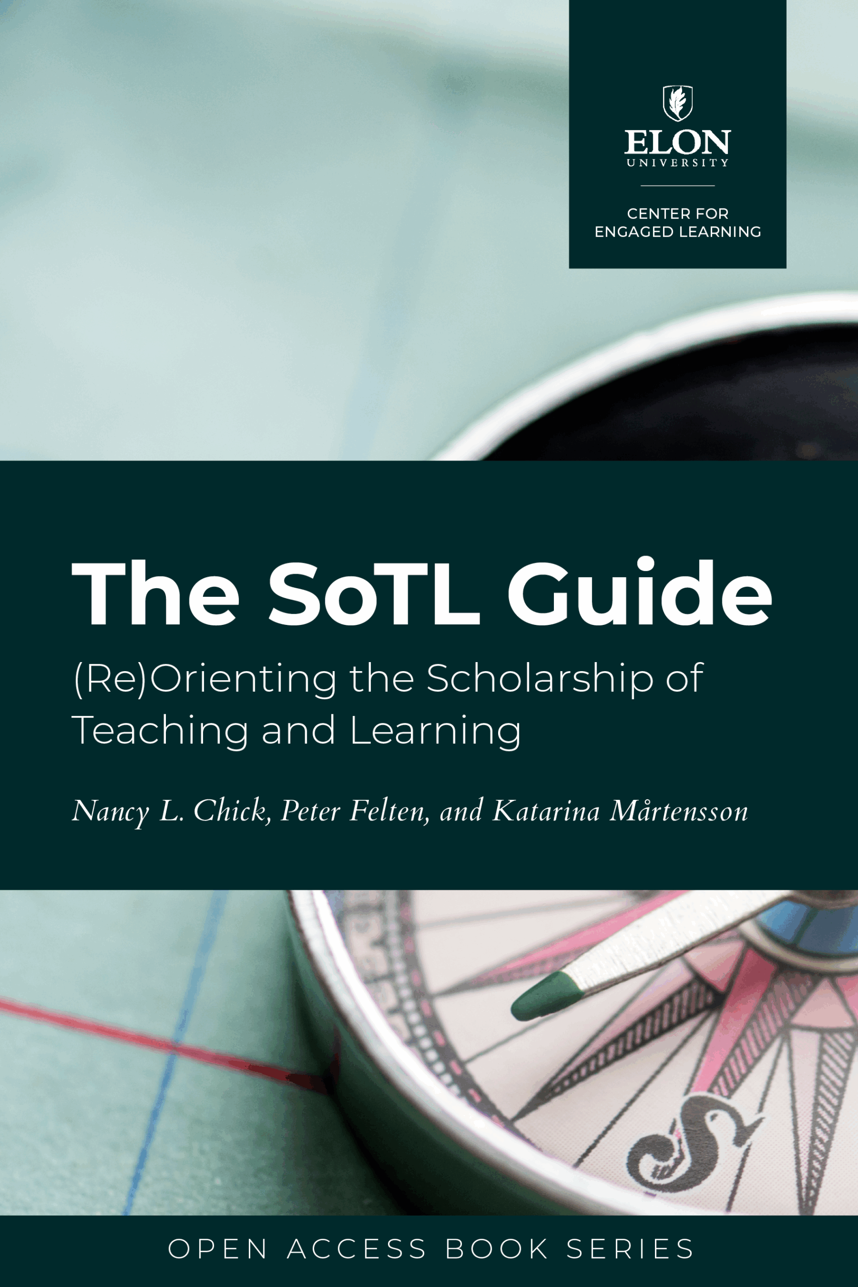 The SoTL Guide book cover with white text and compass in background