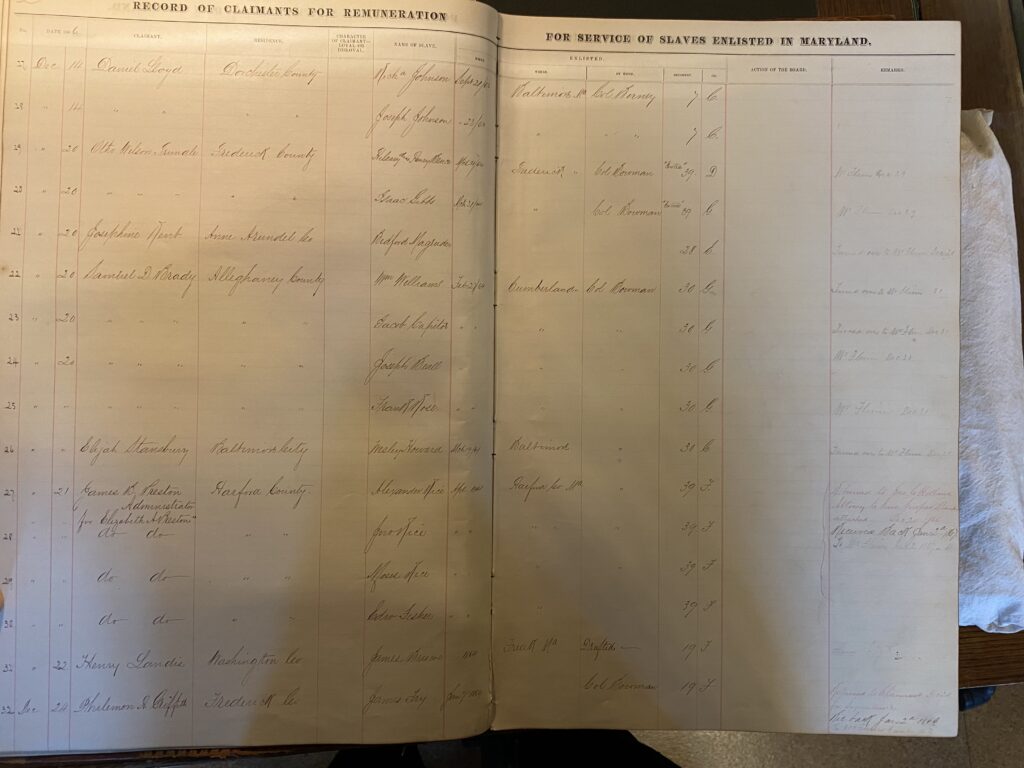 Photo of large old book page with written script in columns and rows.