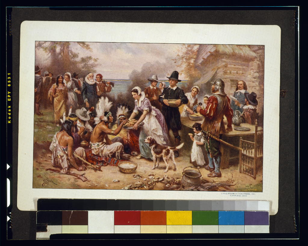 Artisic rendition of the first thanksgiving